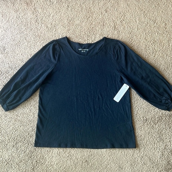 NWT Soft Surroundings Parisian Poet 3/4 Sleeve Top Navy Blue - Picture 2 of 8
